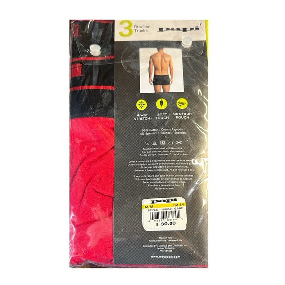 Papi Brazilian Solid Trunks 3 Pair in Pack - Picture 2 of 2